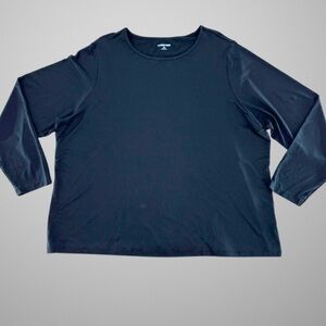 Lands' End Plus Size Black Long Sleeve Mylon Blend Stretch Top Sz 3x EUC